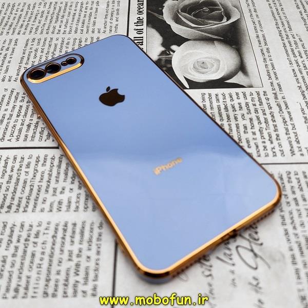 قاب گوشی iPhone 7 Plus - iPhone 8 Plus آیفون طرح ژله ای مای کیس گلد لاین دور طلایی محافظ لنز دار آبی سیرا کد 321